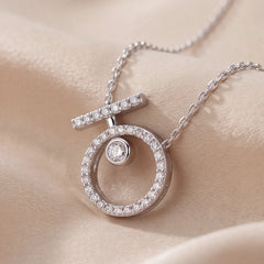 0.35 CT Round Diamond Circle Bar Pendant