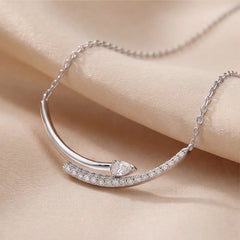 0.40 CT Pear & Round Diamond Curved Bar Necklace