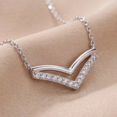 0.19 CT Diamond Double V Necklace