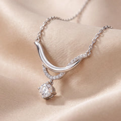 0.51 CT Round Diamond Solitaire Drop Necklace