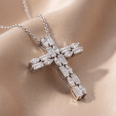 1.60 CT Baguette & Marquise Diamond Cross Pendant