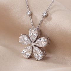 3.24 CT Pear Diamond Flower Pendant