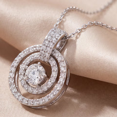 1.59 CT Round Diamond Double Halo Pendant
