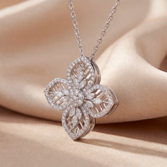 1.20 CT Marquise & Round Diamond Floral Pendant