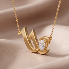 1 CT Oval Diamond Solitaire Abstract Chain Pendant