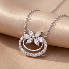 0.58 CT Multi Shape Diamond Floral Oval Pendant