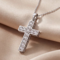 1.09 CT Round Diamond Cross Chain Pendant