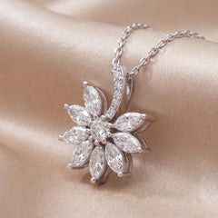 1.11 CT Marquise & Round Diamond Floral Burst Pendant