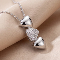0.13 CT Round Diamond Pave Triple Trillion Pendant