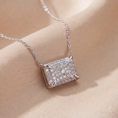 0.93 CT Round Diamond Pave Rectangle Pendant