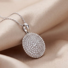 1.46 CT Round Diamond Pave Beaded Medallion Pendant