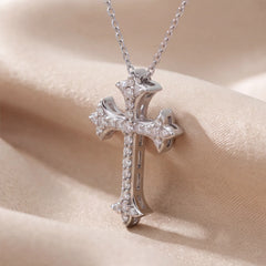 0.42 CT Round Diamond Fleury Cross Pendant