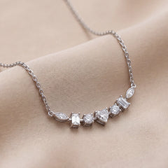 1.35 CT Multi Shape Diamond Bar Necklace