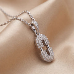 0.31 CT Round Diamond Paperclip Chain Pendant