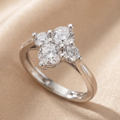 0.72 CT Round Diamond Clover Cluster Ring