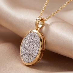 0.56 CT Round Diamond Pave Oval Pendant