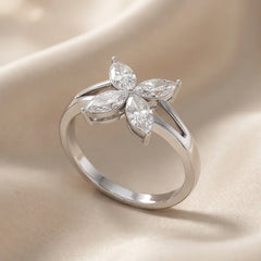 0.80 CT Marquise Diamond Flower Ring