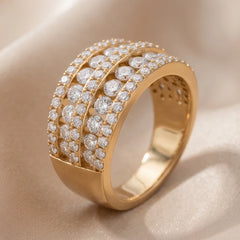 1.46 CT Diamond Wide Multi Row Band Ring