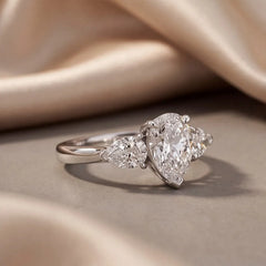3 CT Pear Three Stone Ring