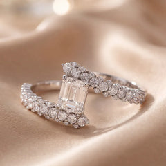 1.77 CT Emerald Diamond Bypass Ring