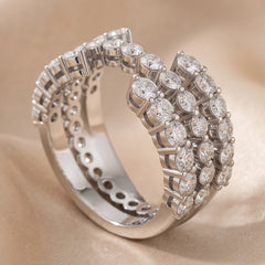 1.85 CT Round Diamond Triple Row Band Ring