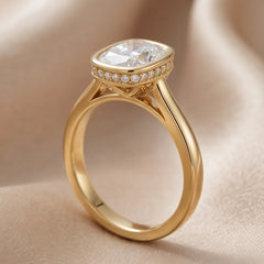 1.62 CT Cushion-cut & Round Diamond Bezel Solitaire Ring