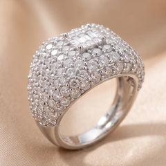 3.64 CT Baguette & Round Diamond Pavé Dome Ring