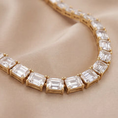 19.60 CT Emerald Cut Diamond Tennis Necklace