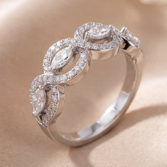 0.69 CT Round & Marquise Diamond Infinity Halo Ring