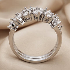 1.38 CT Princess-cut & Pear Diamond Double Row Ring