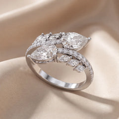 2.00 CT Pear, Marquise & Round Diamond Bypass Ring