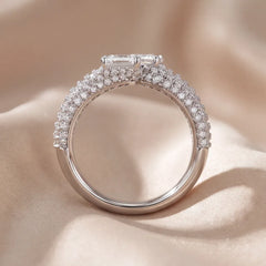 3.06 CT Asscher Diamond Pavé Bypass Toi et Moi Ring