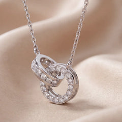 0.48 CT Round & Princess Diamond Interlocking Circle Chain Necklace