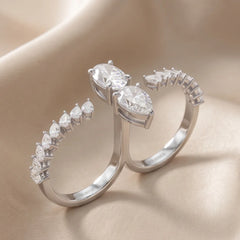 2.20 CT Pear Diamond Two Finger Ring