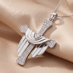 1.67 Heart Diamond Draped Cross Chain Necklace