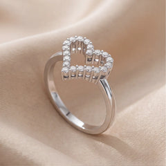 0.28 CT Diamond Open Heart Ring