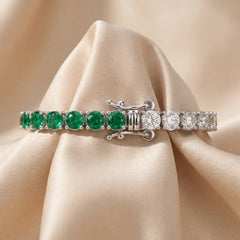 3.92 CT Round Diamond & Emerald Tennis Bracelet