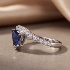 1.45 CT Trillion Blue Sapphire Bypass Ring