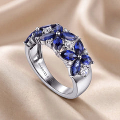 2.36 CT Marquise Sapphire Cluster Half Eternity Ring