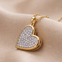 0.41 CT Round Diamond Pave Heart Pendant