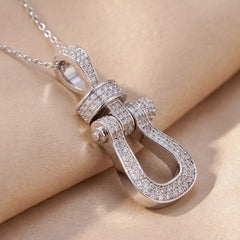 0.58 CT Round Diamond Horseshoe Chain Pendant