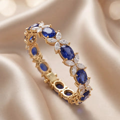 18.50 CT Marquise Diamond & Oval Sapphire Tennis Bracelet