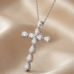 2.00 CT Pear Diamond Cross Pendant