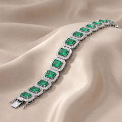 23.22 CT Emerald & Round Diamond Bracelet