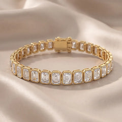 7.35 CT Emerald Cut Diamond Bezel Tennis Bracelet