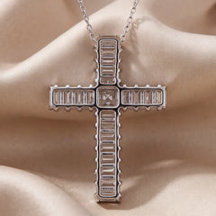 2.45 CT Baguette Diamond Cross Chain Pendant