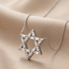 1.80 CT Baguette Diamond Star of David Necklace