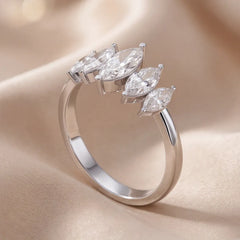 1.00 CT Marquise Diamond Five Stone Graduated Ring