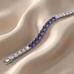 5.94 CT Round Diamond & Sapphire Tennis Bracelet