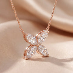 1.20 CT Marquise Cut Diamond Floral Pendant